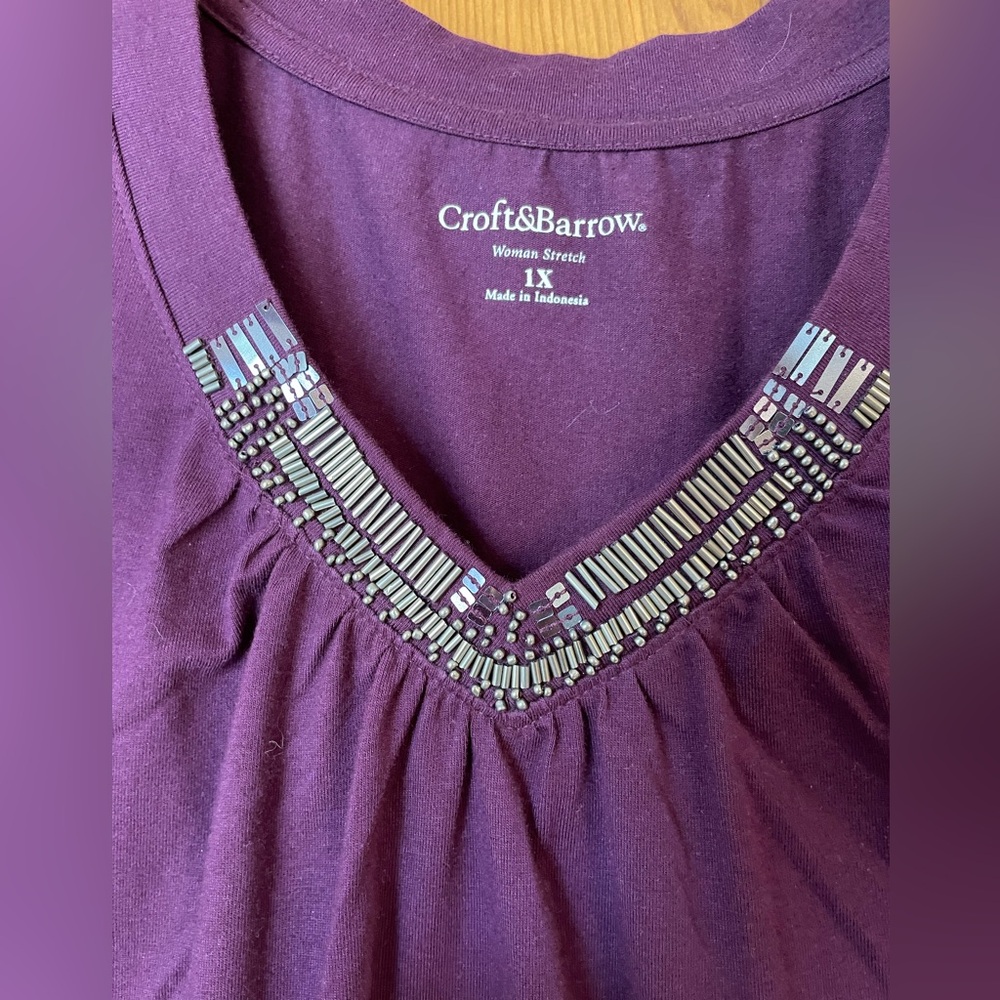 Croft & Barrow sleeveless top size 1X purple top - Picture 2 of 3